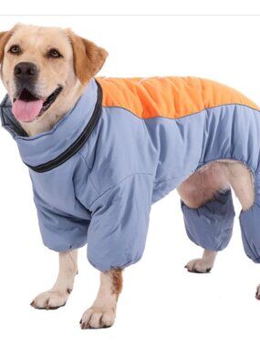 Fullbody Warm Coat for 30 Large Dogs, Zip Up Thick Fleece Lined Snow Jacket,